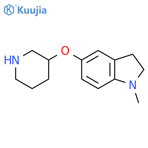 1-methyl-5-(piperidin-3-yloxy)-2,3-dihydro-1H-indole structure