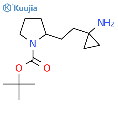 tert-butyl 2-2-(1-aminocyclopropyl)ethylpyrrolidine-1-carboxylate structure