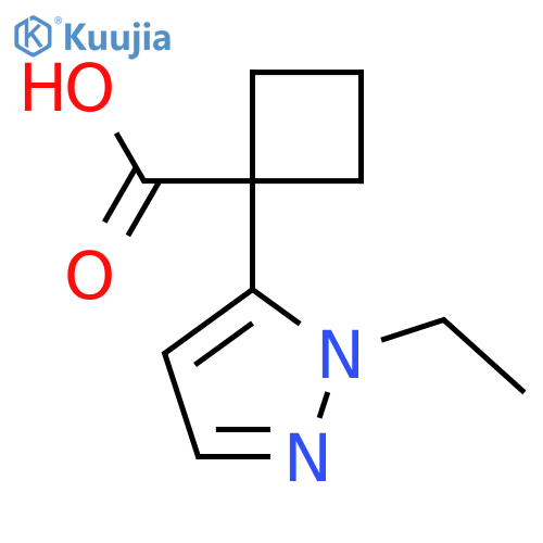 1-(1-ethyl-1H-pyrazol-5-yl)cyclobutane-1-carboxylic acid structure