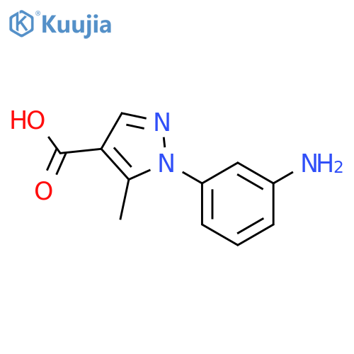 1-(3-aminophenyl)-5-methyl-1H-pyrazole-4-carboxylic acid structure