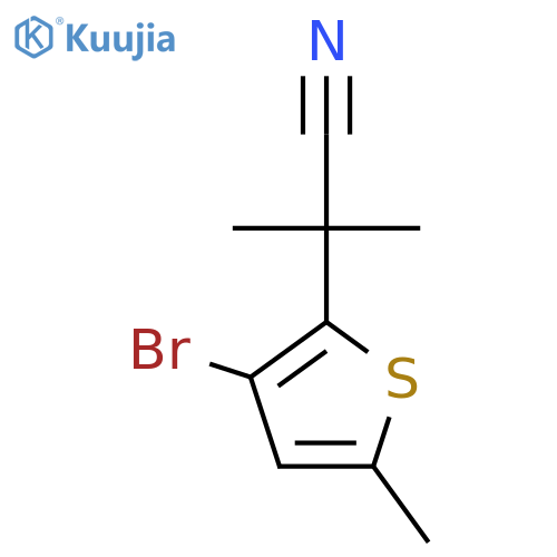 2-(3-bromo-5-methylthiophen-2-yl)-2-methylpropanenitrile structure