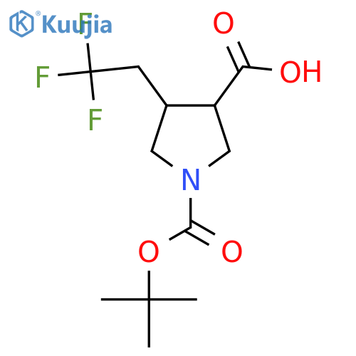 1-(tert-butoxy)carbonyl-4-(2,2,2-trifluoroethyl)pyrrolidine-3-carboxylic acid structure