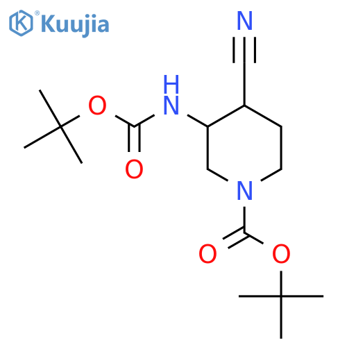 Tert-butyl 3-{[(tert-butoxy)carbonyl]amino}-4-cyanopiperidine-1-carboxylate structure