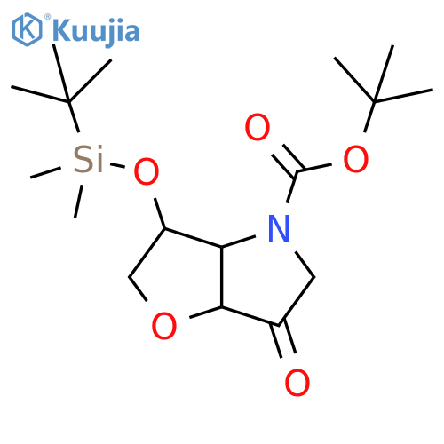 4H-Furo[3,2-b]pyrrole-4-carboxylic acid, 3-[[(1,1-dimethylethyl)dimethylsilyl]oxy]hexahydro-6-oxo-, 1,1-dimethylethyl ester structure