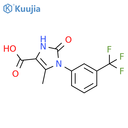 5-Methyl-2-oxo-1-(3-trifluoromethyl-phenyl)-2,3-dihydro-1H-imidazole-4-carboxylic acid structure