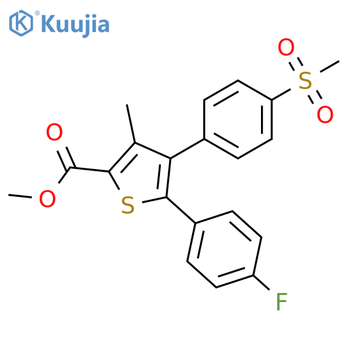 2-Thiophenecarboxylic acid,5-(4-fluorophenyl)-3-methyl-4-[4-(methylsulfonyl)phenyl]-, methyl ester structure