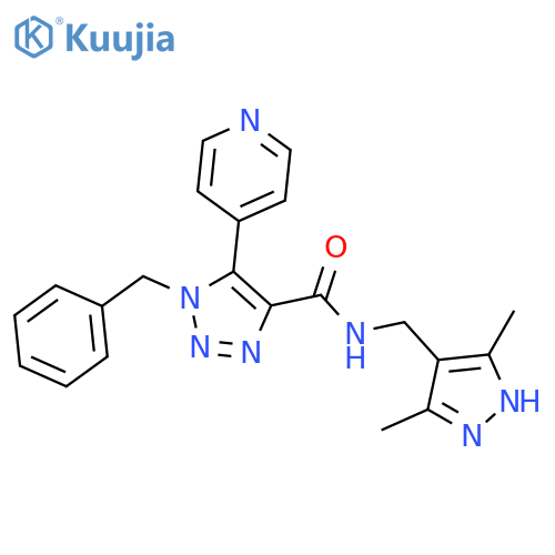 1-benzyl-N-[(3,5-dimethyl-1H-pyrazol-4-yl)methyl]-5-(pyridin-4-yl)-1H-1,2,3-triazole-4-carboxamide structure