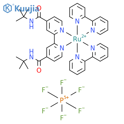 Bis(2,2'-bipyridine-N,N')N,N'-bis(1,1-dimethylethyl)2,2'-bipyridine-4,4'-dicarboxamide-N1,N1'ruthenium Bishexafluorophosphate structure