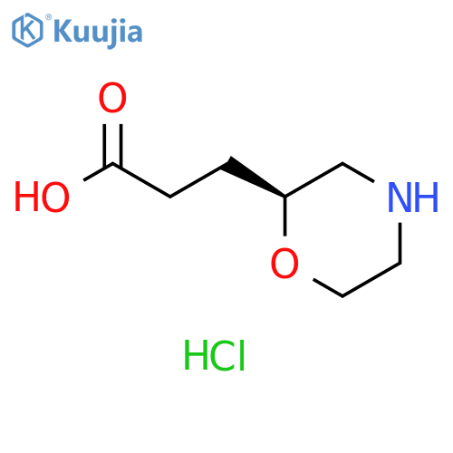 3-[(2S)-morpholin-2-yl]propanoic acid;hydrochloride structure