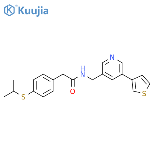 4-[(1-Methylethyl)thio]-N-[[5-(3-thienyl)-3-pyridinyl]methyl]benzeneacetamide structure