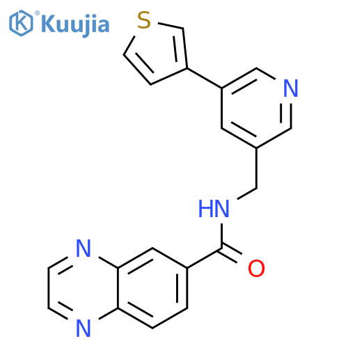 N-[(5-thiophen-3-ylpyridin-3-yl)methyl]quinoxaline-6-carboxamide structure