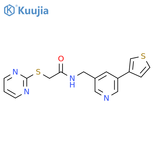 2-(2-Pyrimidinylthio)-N-[[5-(3-thienyl)-3-pyridinyl]methyl]acetamide structure