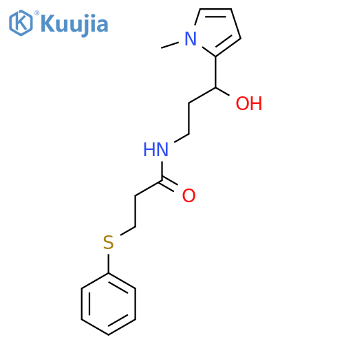 N-[3-hydroxy-3-(1-methyl-1H-pyrrol-2-yl)propyl]-3-(phenylsulfanyl)propanamide structure