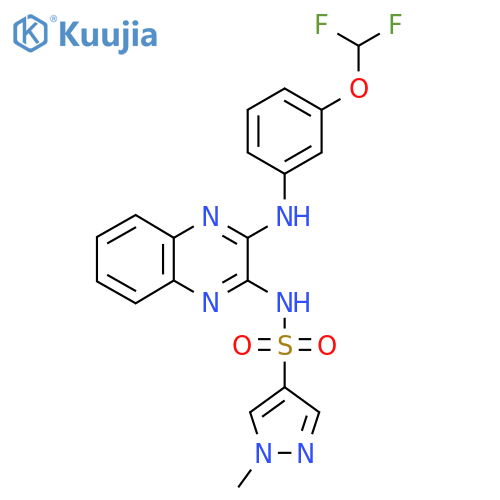 N-(3-{[3-(difluoromethoxy)phenyl]amino}quinoxalin-2-yl)-1-methyl-1H-pyrazole-4-sulfonamide structure