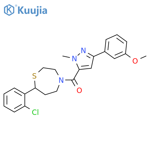 7-(2-chlorophenyl)-4-[3-(3-methoxyphenyl)-1-methyl-1H-pyrazole-5-carbonyl]-1,4-thiazepane structure
