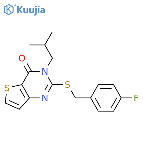 2-{[(4-fluorophenyl)methyl]sulfanyl}-3-(2-methylpropyl)-3H,4H-thieno[3,2-d]pyrimidin-4-one structure