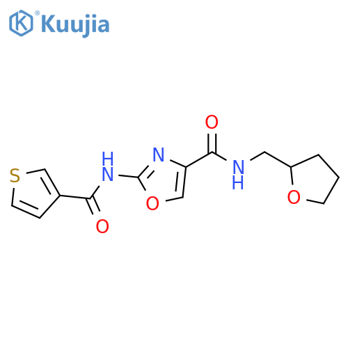 N-[(oxolan-2-yl)methyl]-2-(thiophene-3-amido)-1,3-oxazole-4-carboxamide structure