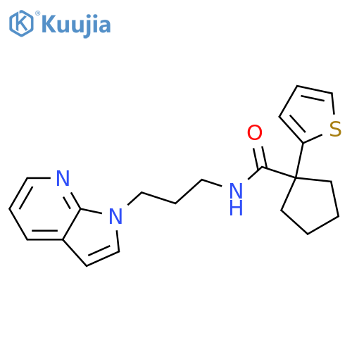 N-(3-{1H-pyrrolo[2,3-b]pyridin-1-yl}propyl)-1-(thiophen-2-yl)cyclopentane-1-carboxamide structure