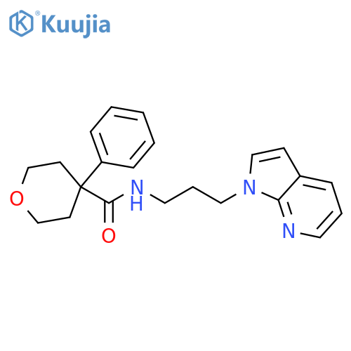 4-phenyl-N-(3-{1H-pyrrolo[2,3-b]pyridin-1-yl}propyl)oxane-4-carboxamide structure