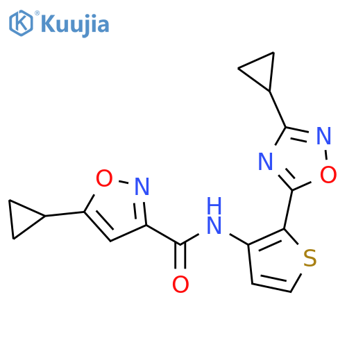 5-cyclopropyl-N-[2-(3-cyclopropyl-1,2,4-oxadiazol-5-yl)thiophen-3-yl]-1,2-oxazole-3-carboxamide structure
