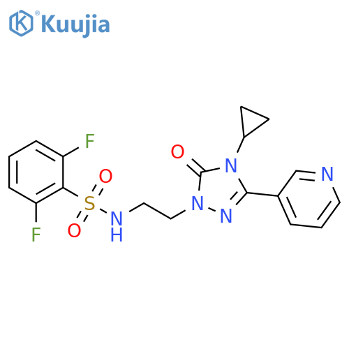N-{2-[4-cyclopropyl-5-oxo-3-(pyridin-3-yl)-4,5-dihydro-1H-1,2,4-triazol-1-yl]ethyl}-2,6-difluorobenzene-1-sulfonamide structure