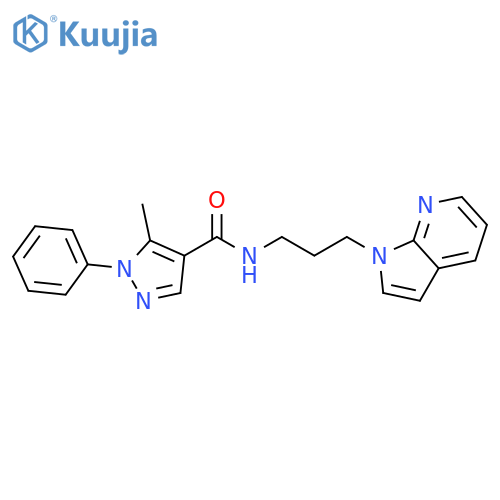 5-methyl-1-phenyl-N-(3-{1H-pyrrolo[2,3-b]pyridin-1-yl}propyl)-1H-pyrazole-4-carboxamide structure