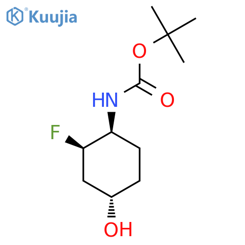 tert-butyl N-[rel-(1S,2R,4S)-2-fluoro-4-hydroxy-cyclohexyl]carbamate structure