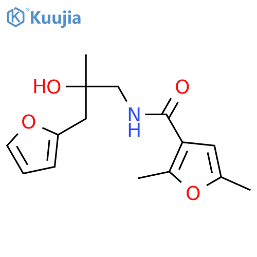 N-[3-(furan-2-yl)-2-hydroxy-2-methylpropyl]-2,5-dimethylfuran-3-carboxamide structure