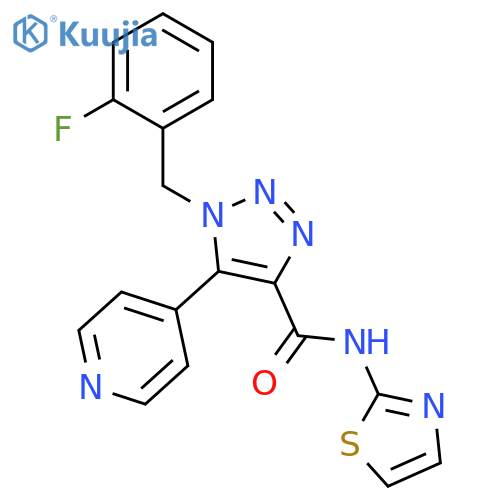 1-[(2-fluorophenyl)methyl]-5-(pyridin-4-yl)-N-(1,3-thiazol-2-yl)-1H-1,2,3-triazole-4-carboxamide structure