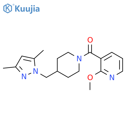 3-{4-[(3,5-dimethyl-1H-pyrazol-1-yl)methyl]piperidine-1-carbonyl}-2-methoxypyridine structure