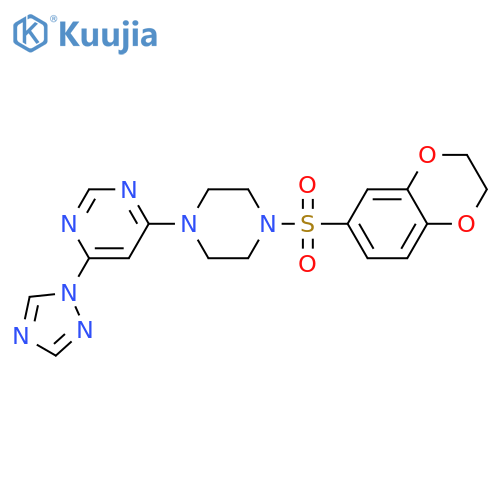 4-[4-[(2,3-Dihydro-1,4-benzodioxin-6-yl)sulfonyl]-1-piperazinyl]-6-(1H-1,2,4-triazol-1-yl)pyrimidine structure