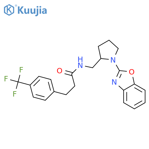N-{[1-(1,3-benzoxazol-2-yl)pyrrolidin-2-yl]methyl}-3-[4-(trifluoromethyl)phenyl]propanamide structure
