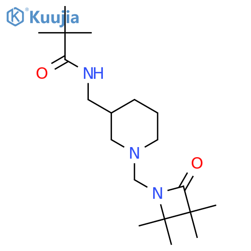 2,2-dimethyl-N-({1-[(2,2,3,3-tetramethyl-4-oxoazetidin-1-yl)methyl]piperidin-3-yl}methyl)propanamide structure