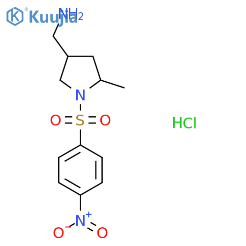 [5-Methyl-1-(4-nitrobenzenesulfonyl)pyrrolidin-3-yl]methanamine hydrochloride structure