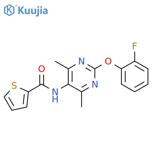 N-[2-(2-fluorophenoxy)-4,6-dimethylpyrimidin-5-yl]thiophene-2-carboxamide structure