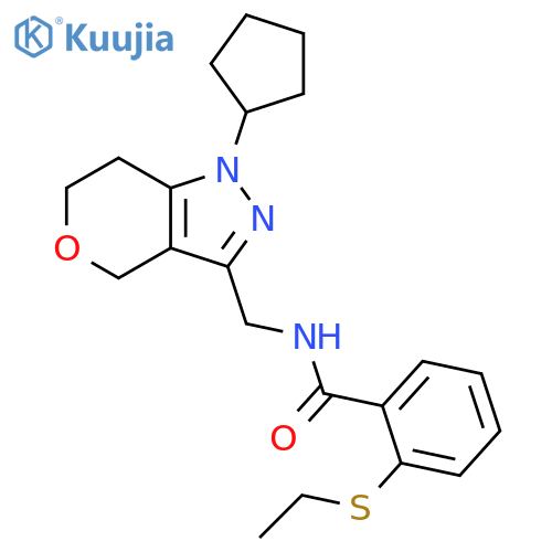 N-({1-cyclopentyl-1H,4H,6H,7H-pyrano[4,3-c]pyrazol-3-yl}methyl)-2-(ethylsulfanyl)benzamide structure