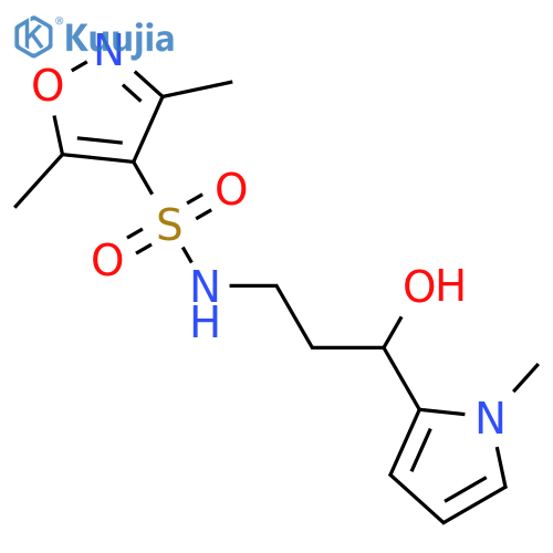 N-[3-hydroxy-3-(1-methyl-1H-pyrrol-2-yl)propyl]-3,5-dimethyl-1,2-oxazole-4-sulfonamide structure