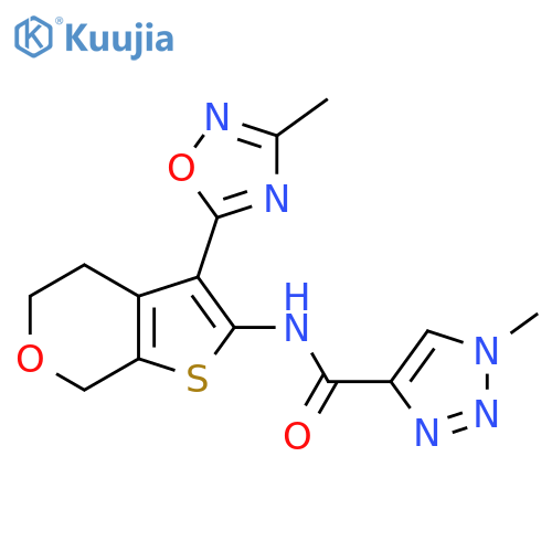 1-methyl-N-[3-(3-methyl-1,2,4-oxadiazol-5-yl)-4H,5H,7H-thieno[2,3-c]pyran-2-yl]-1H-1,2,3-triazole-4-carboxamide structure