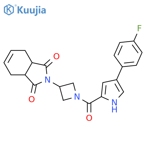 2-[1-[4-(4-fluorophenyl)-1H-pyrrole-2-carbonyl]azetidin-3-yl]-3a,4,7,7a-tetrahydroisoindole-1,3-dione structure