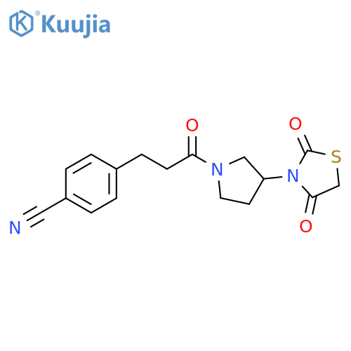 4-[3-[3-(2,4-Dioxo-3-thiazolidinyl)-1-pyrrolidinyl]-3-oxopropyl]benzonitrile structure