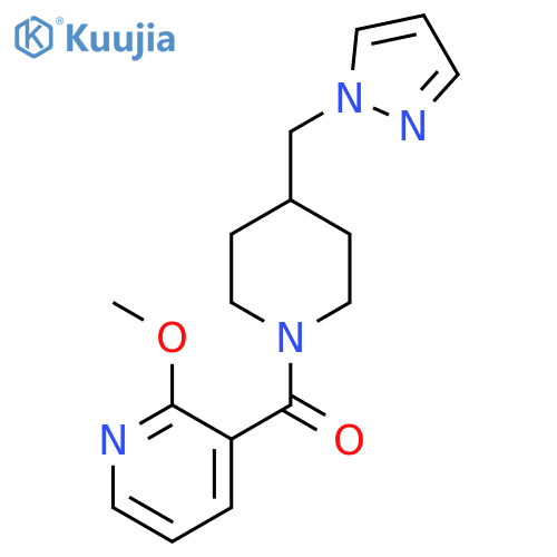 2-methoxy-3-{4-[(1H-pyrazol-1-yl)methyl]piperidine-1-carbonyl}pyridine structure