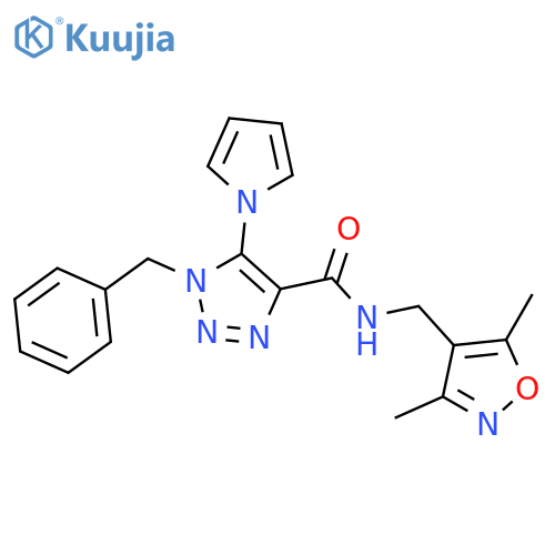 1-benzyl-N-[(3,5-dimethyl-1,2-oxazol-4-yl)methyl]-5-(1H-pyrrol-1-yl)-1H-1,2,3-triazole-4-carboxamide structure