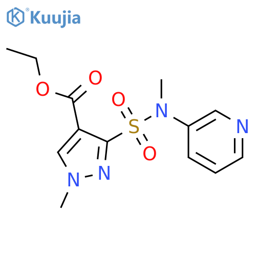 1H-Pyrazole-4-carboxylicacid, 1-methyl-3-[(methyl-3-pyridinylamino)sulfonyl]-, ethyl ester structure