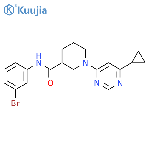 N-(3-bromophenyl)-1-(6-cyclopropylpyrimidin-4-yl)piperidine-3-carboxamide structure