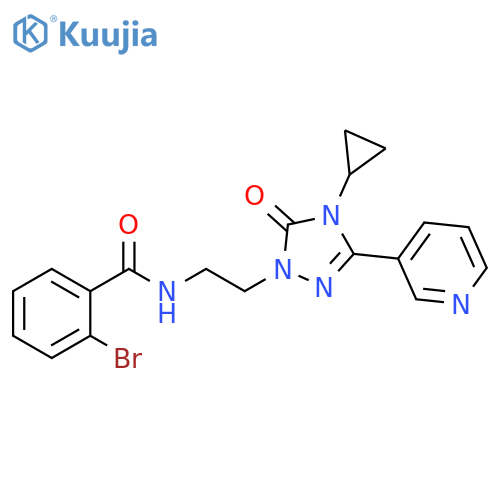2-bromo-N-{2-[4-cyclopropyl-5-oxo-3-(pyridin-3-yl)-4,5-dihydro-1H-1,2,4-triazol-1-yl]ethyl}benzamide structure