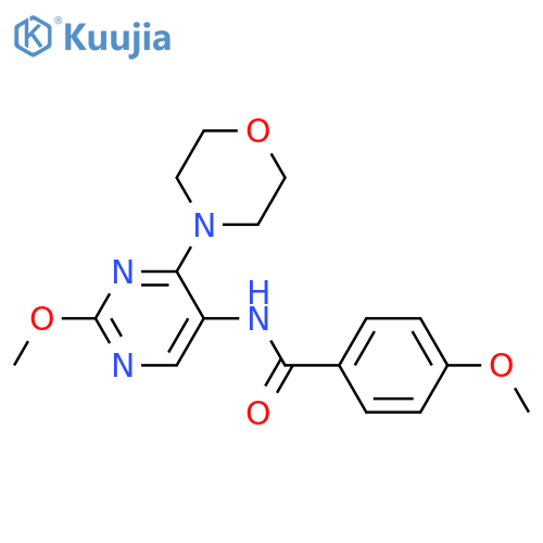 4-methoxy-N-[2-methoxy-4-(morpholin-4-yl)pyrimidin-5-yl]benzamide structure