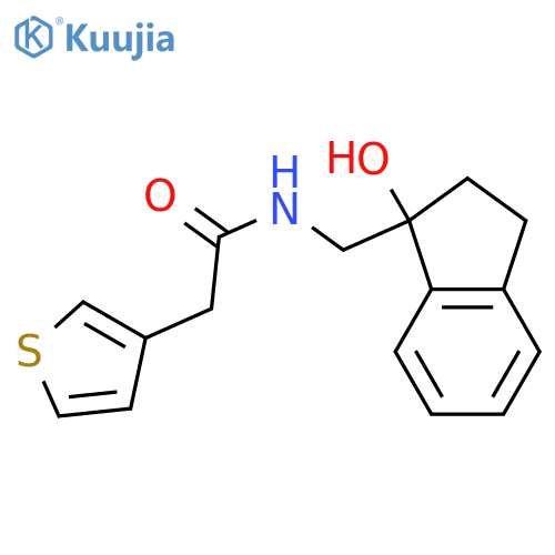 N-[(1-hydroxy-2,3-dihydro-1H-inden-1-yl)methyl]-2-(thiophen-3-yl)acetamide structure