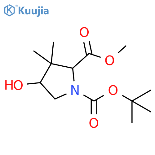1-tert-butyl 2-methyl 4-hydroxy-3,3-dimethylpyrrolidine-1,2-dicarboxylate structure