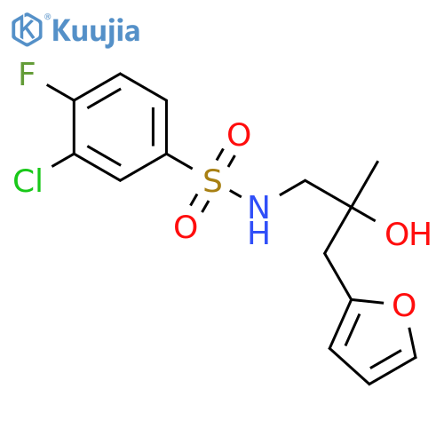 3-chloro-4-fluoro-N-{2-[(furan-2-yl)methyl]-2-hydroxypropyl}benzene-1-sulfonamide structure