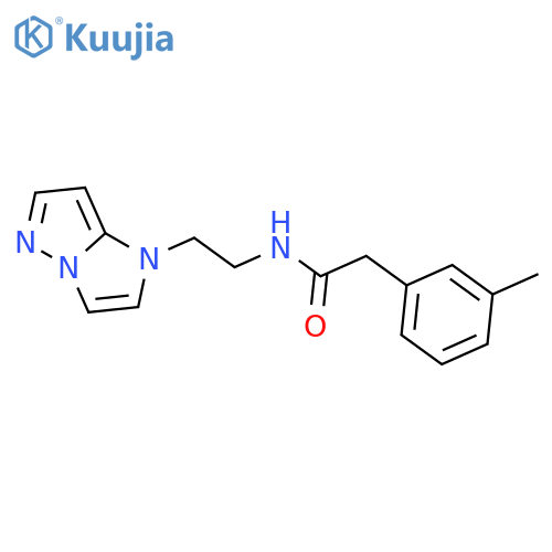 2-(3-methylphenyl)-N-(2-{1H-pyrazolo[1,5-a]imidazol-1-yl}ethyl)acetamide structure